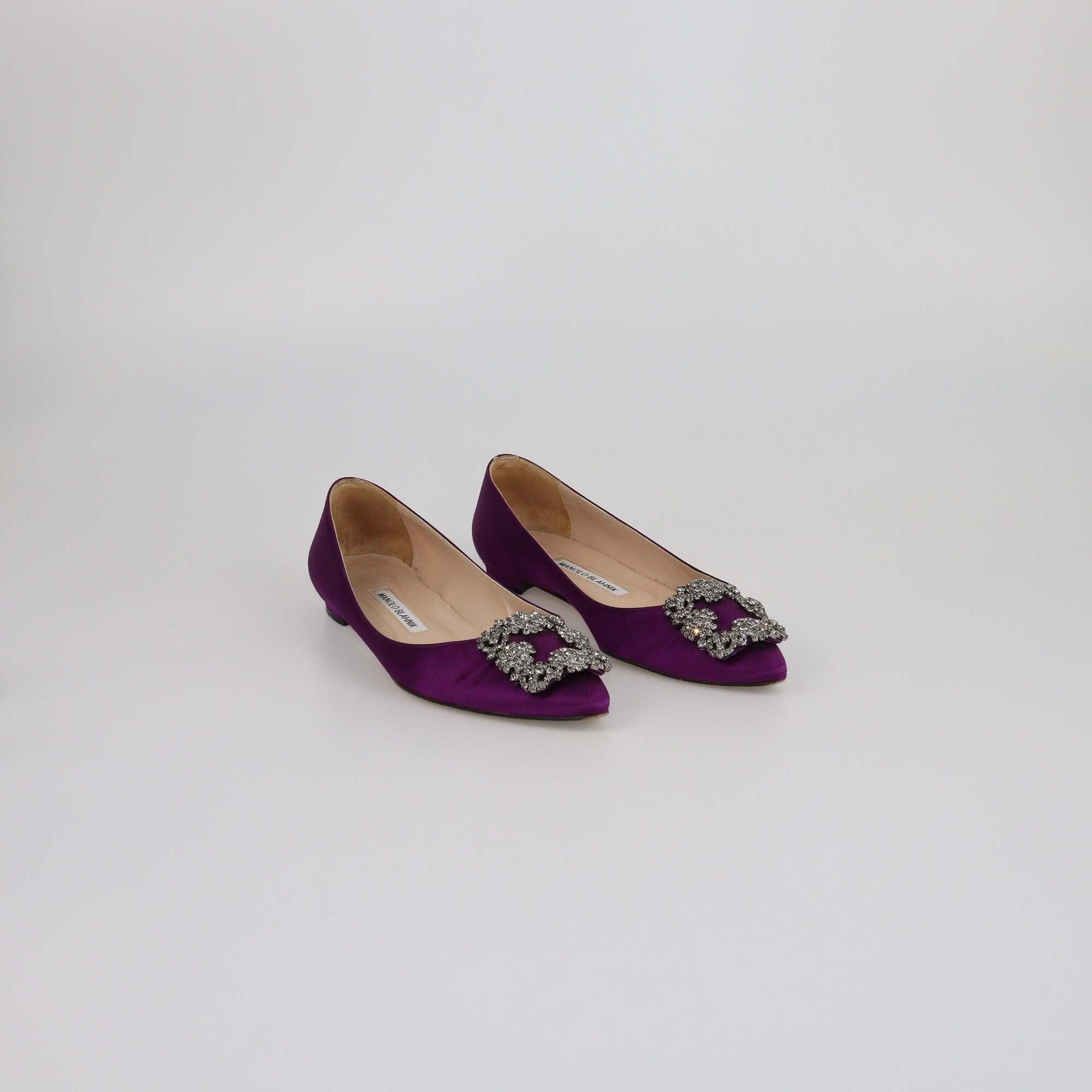 Manolo Blahnik Purple Hangisi Flats Womens Manolo Blahnik 