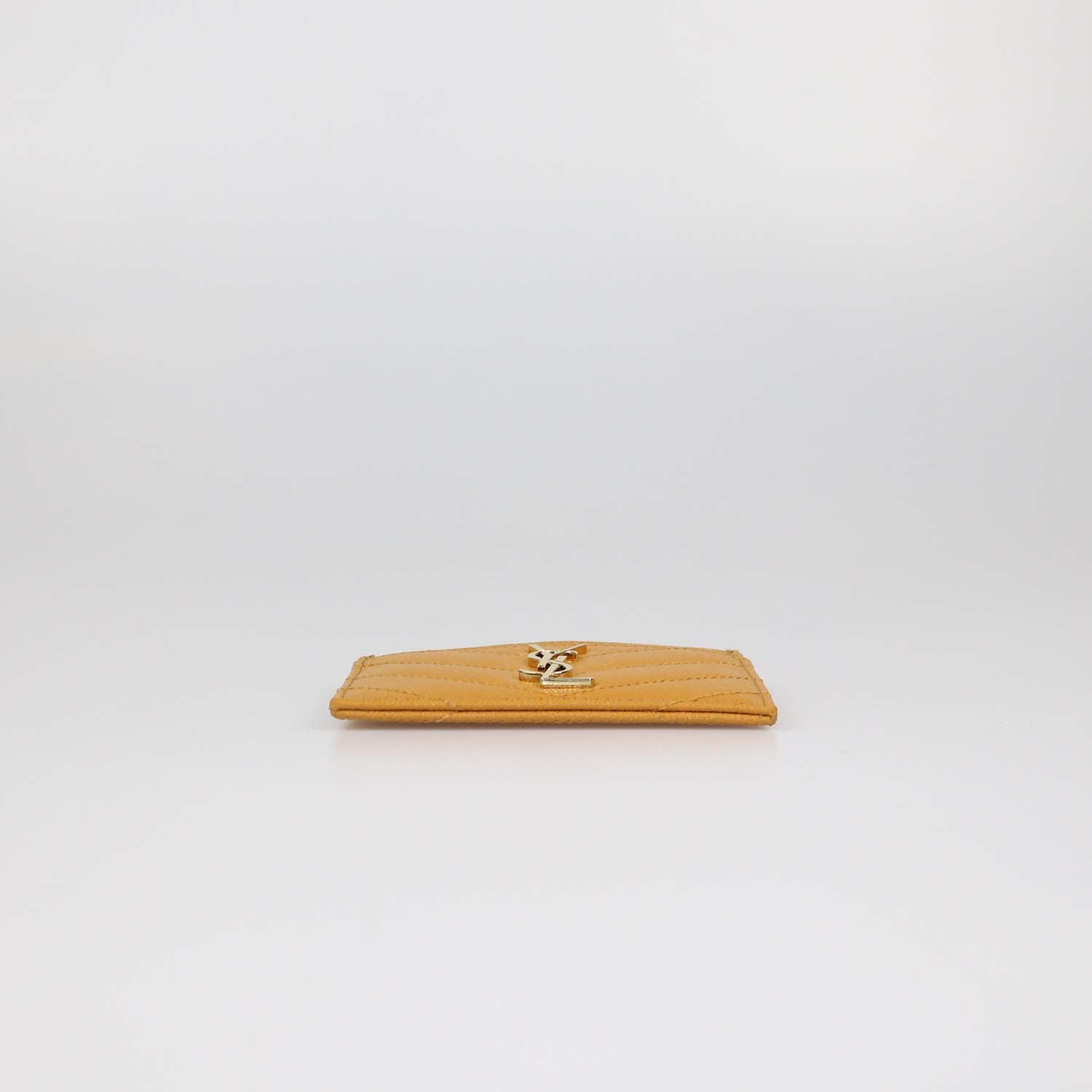 Saint Laurent Yellow Matelasse Leather Cassandre Card Holder