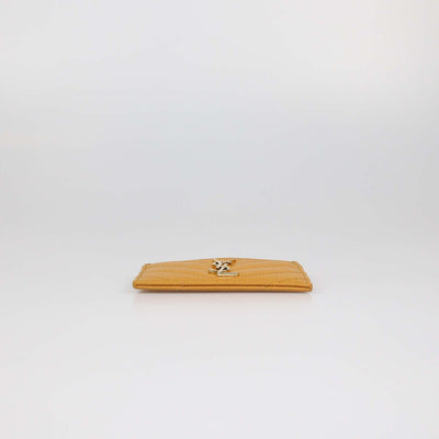 Saint Laurent Yellow Matelasse Leather Cassandre Card Holder