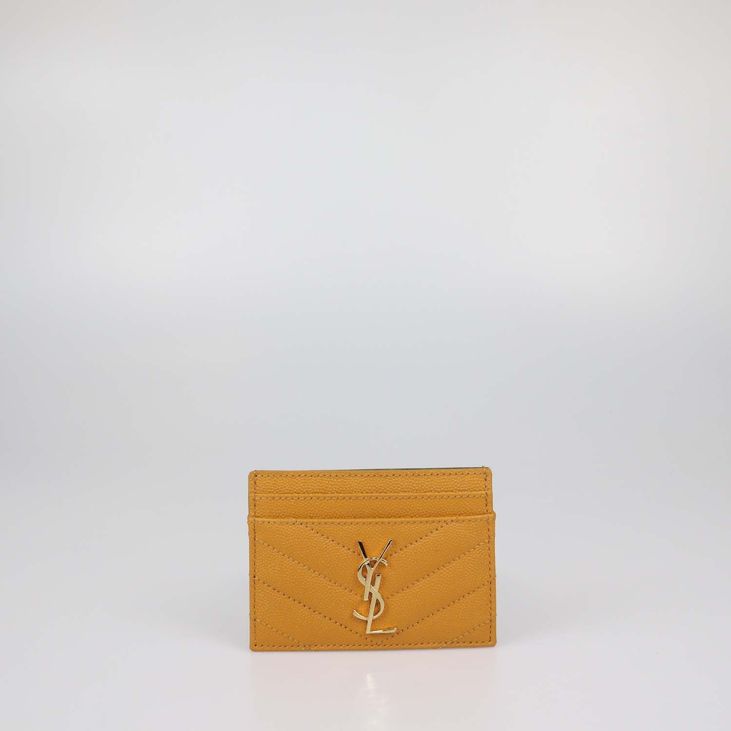 Saint Laurent Yellow Matelasse Leather Cassandre Card Holder