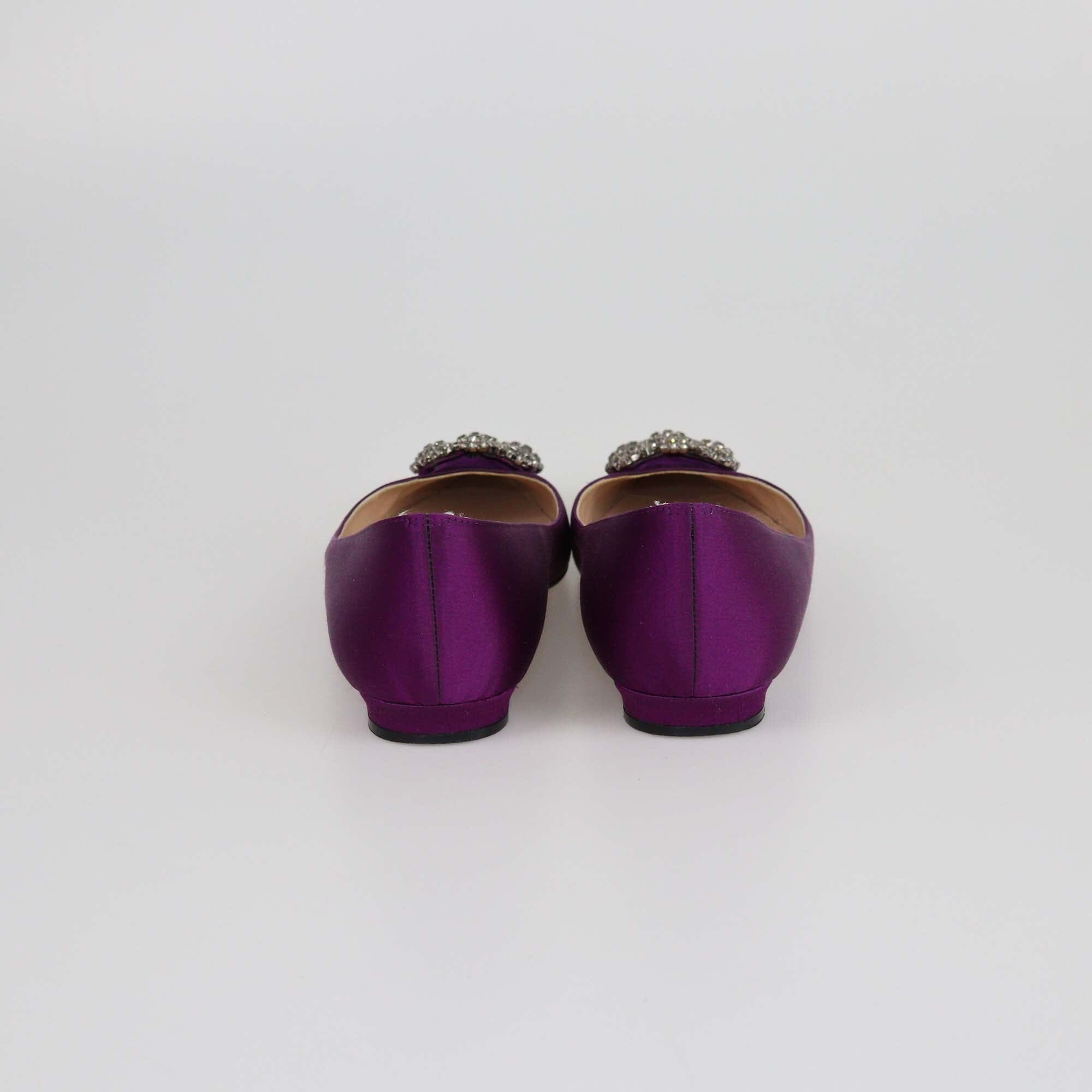 Manolo Blahnik Purple Hangisi Flats Womens Manolo Blahnik 