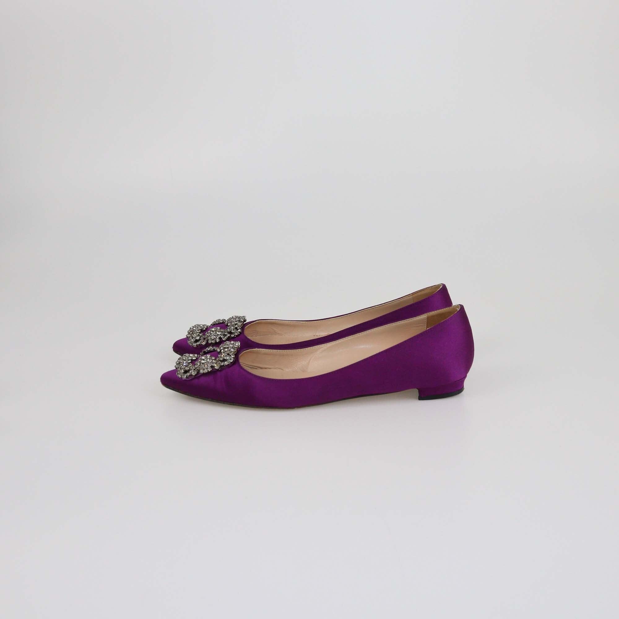 Manolo Blahnik Purple Hangisi Flats Womens Manolo Blahnik 