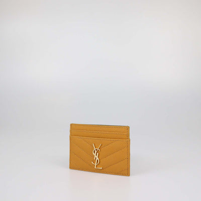 Saint Laurent Yellow Matelasse Leather Cassandre Card Holder