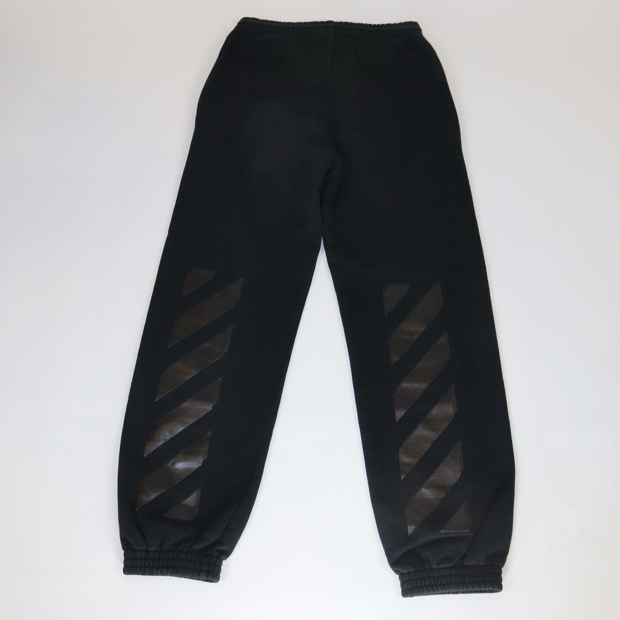 Off-White Black Cotton Side Print Detail Sweatpants