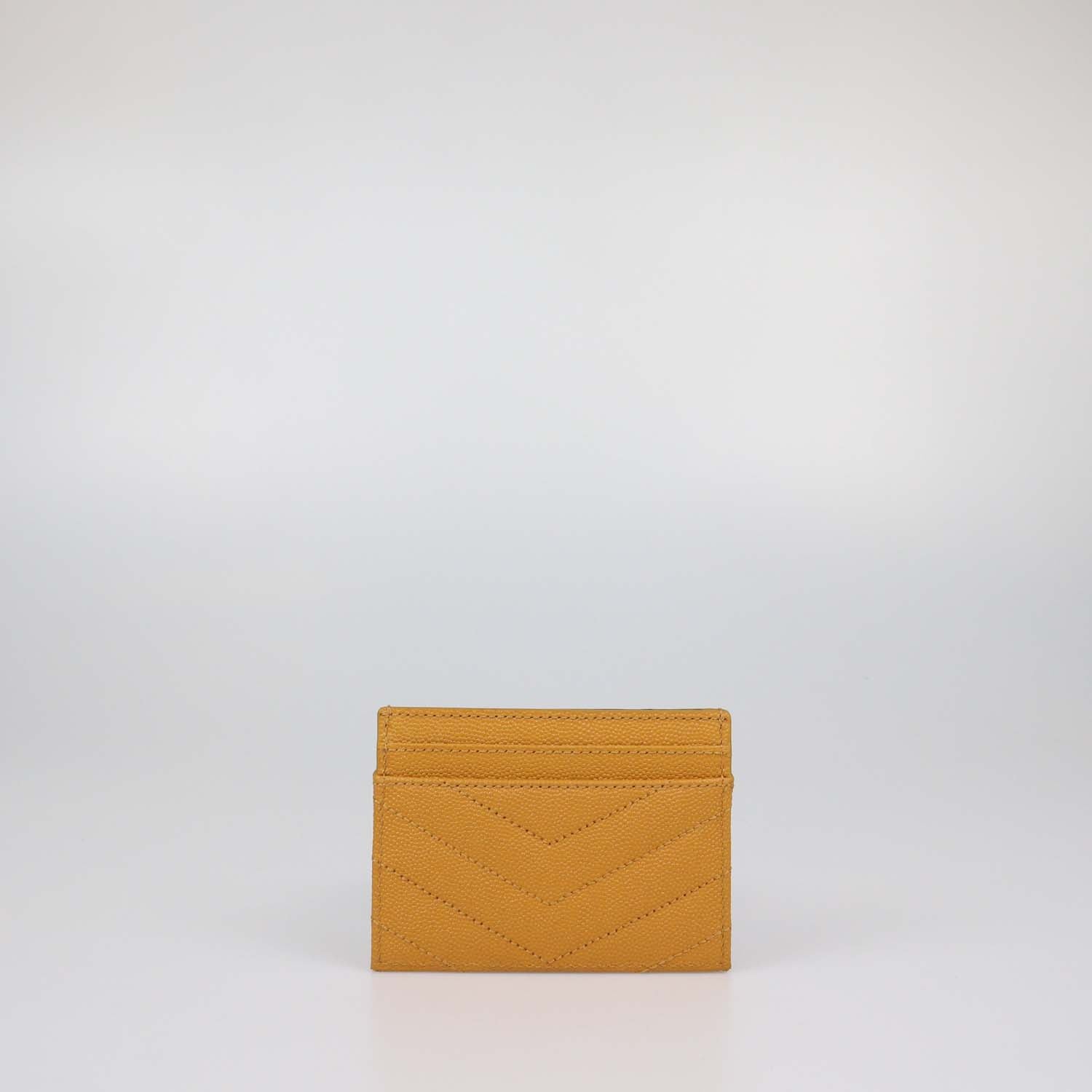 Saint Laurent Yellow Matelasse Leather Cassandre Card Holder