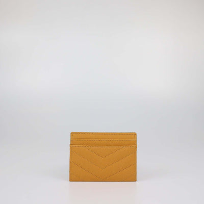 Saint Laurent Yellow Matelasse Leather Cassandre Card Holder