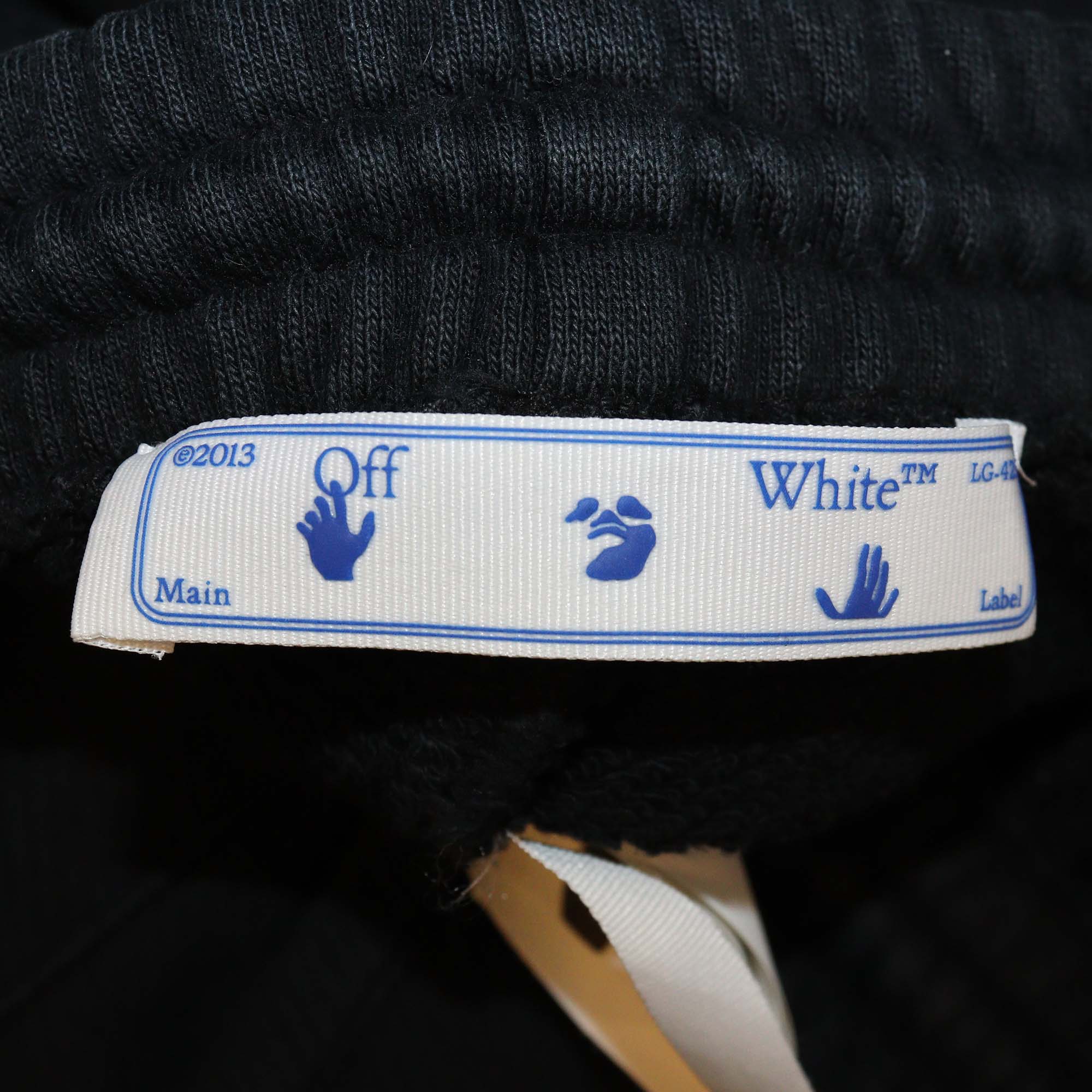 Off-White Black Cotton Side Print Detail Sweatpants