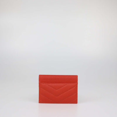 Saint Laurent Red Matelasse Leather Cassandre Card Holder