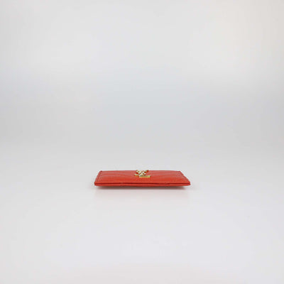 Saint Laurent Red Matelasse Leather Cassandre Card Holder