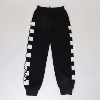 MSGM Black/White Cotton Checkered Print Jogger Pants