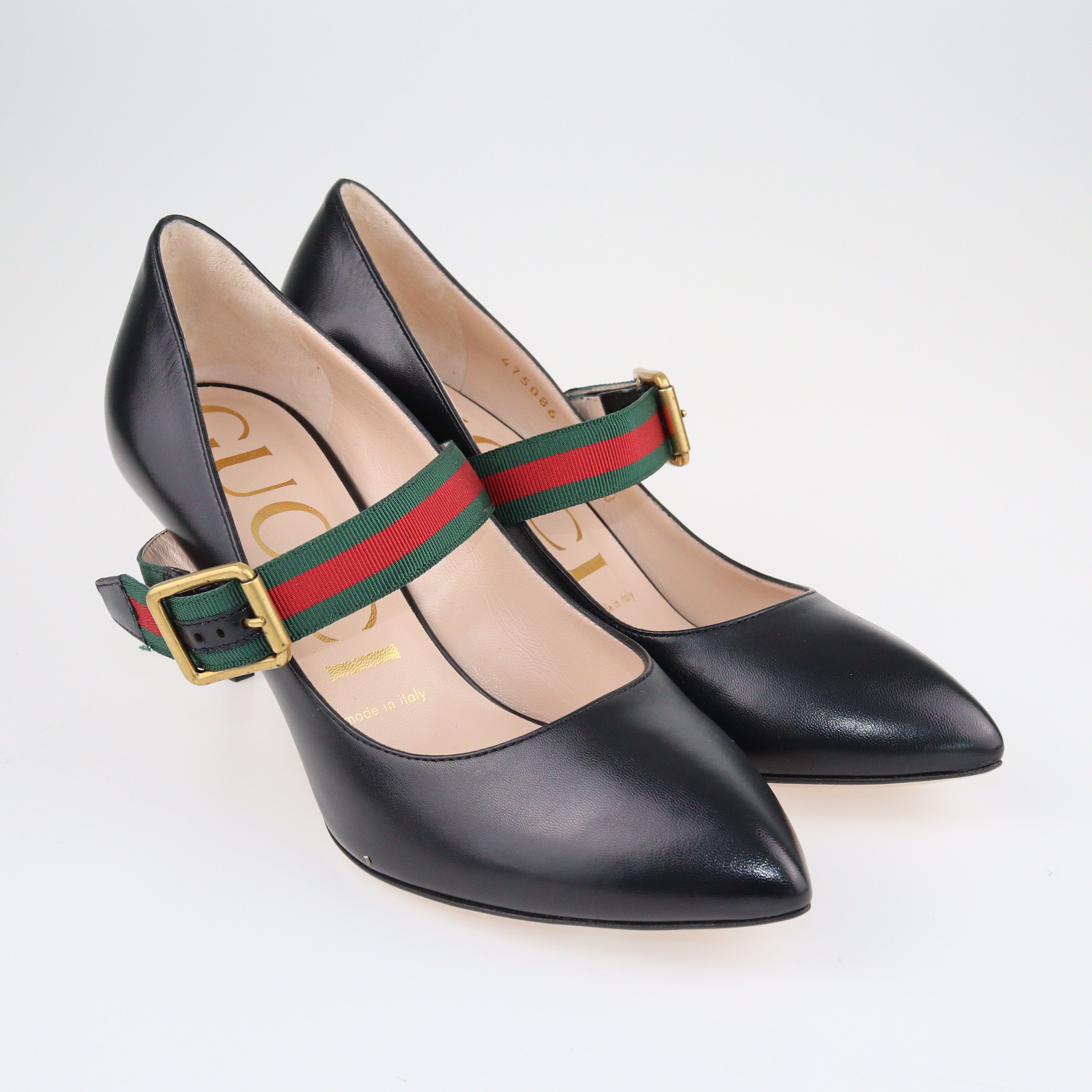 Black Sylvie Mary Jane Pumps Shoes Gucci 