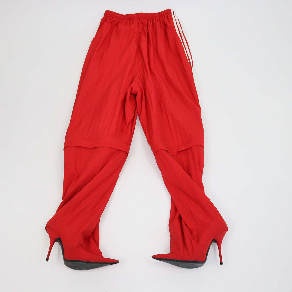 Balenciaga x Adidas Red Nylon Striped Jersey Pantashoes