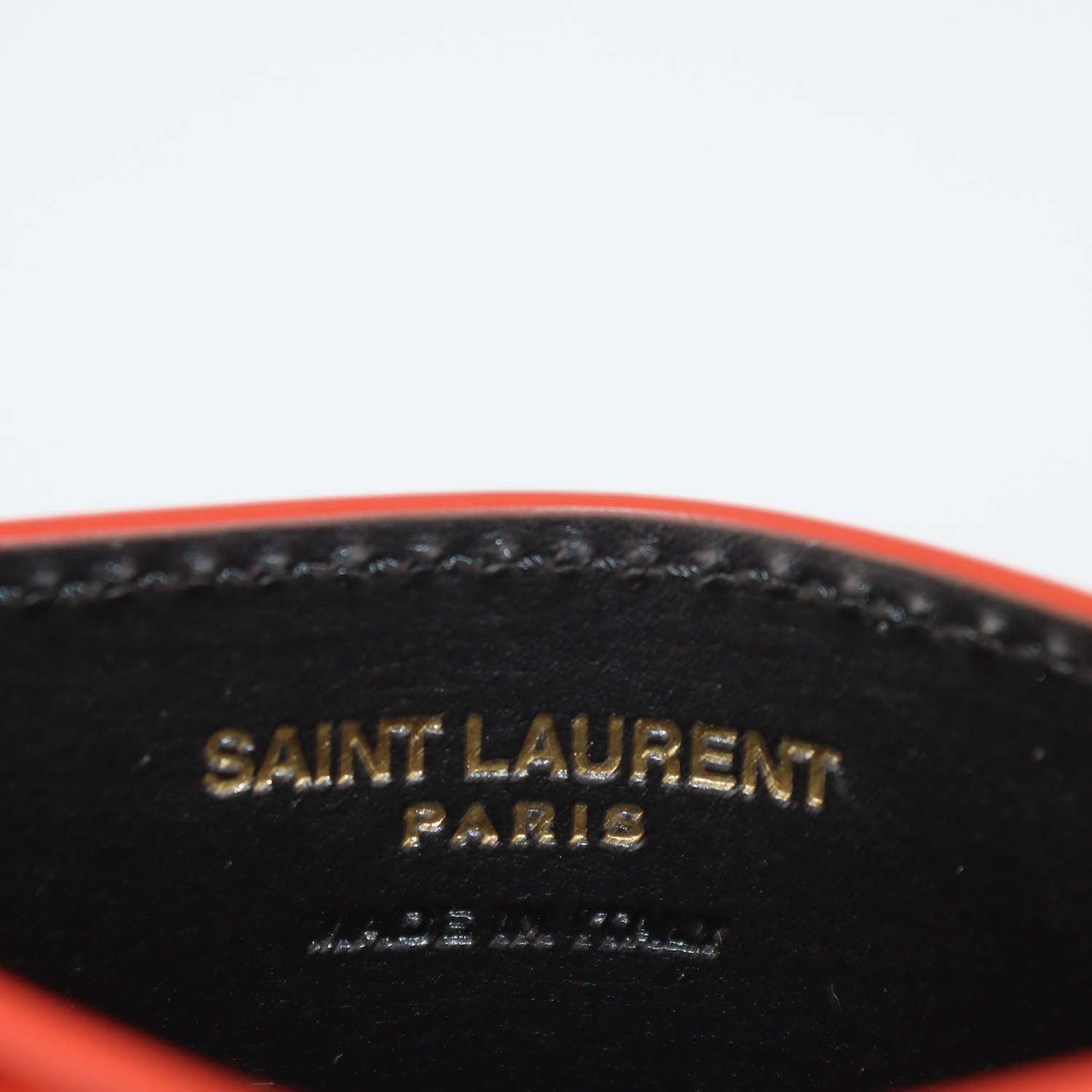 Saint Laurent Red Matelasse Leather Cassandre Card Holder