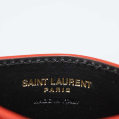 Saint Laurent Red Matelasse Leather Cassandre Card Holder