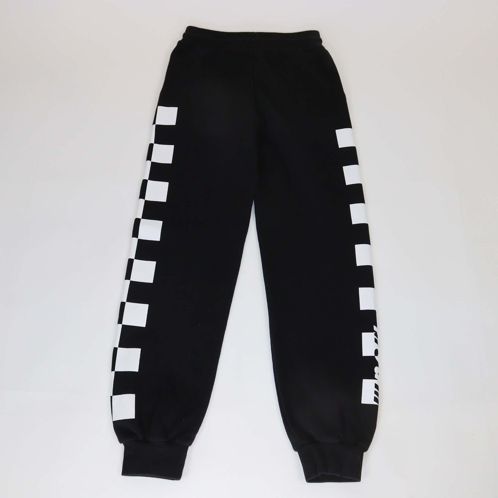 MSGM Black/White Cotton Checkered Print Jogger Pants