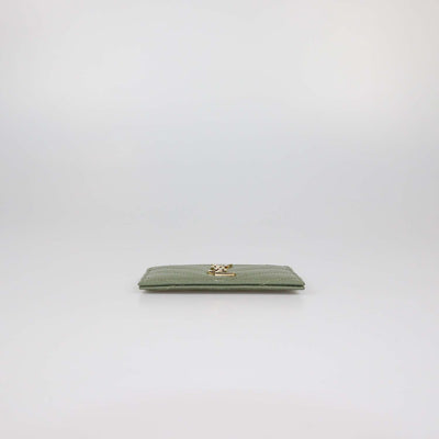 Saint Laurent Green Matelasse Leather Cassandre Card Holder