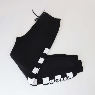 MSGM Black/White Cotton Checkered Print Jogger Pants