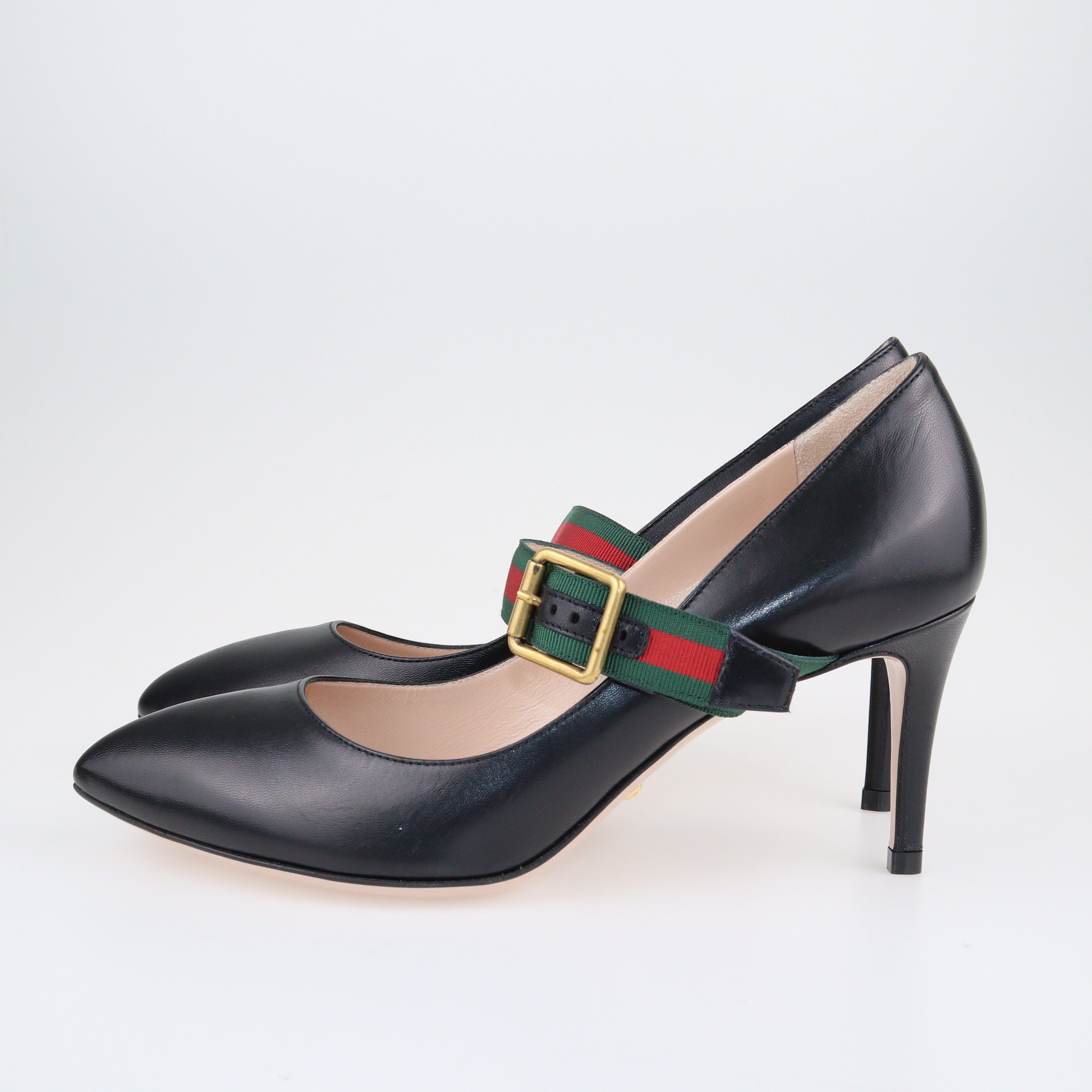 Black Sylvie Mary Jane Pumps Shoes Gucci 