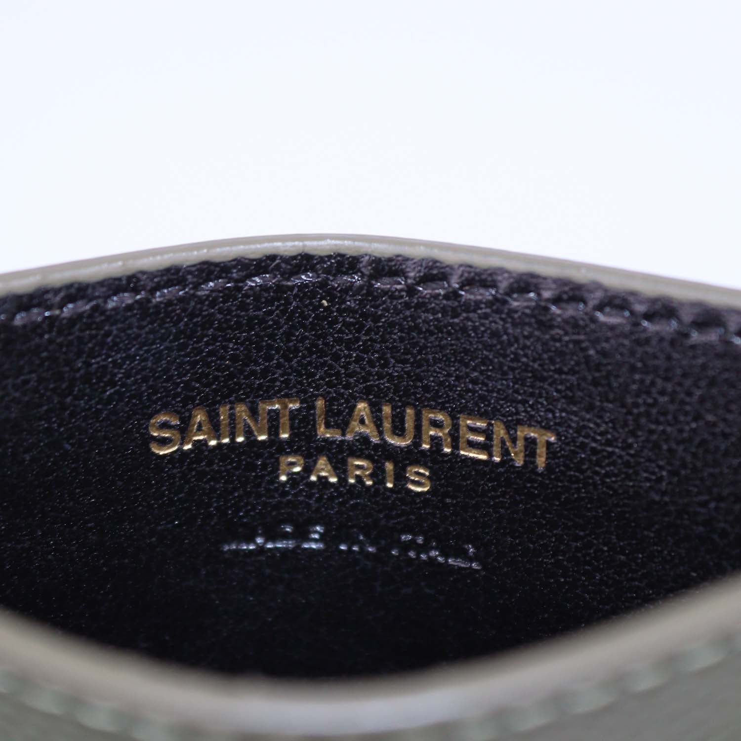 Saint Laurent Green Matelasse Leather Cassandre Card Holder