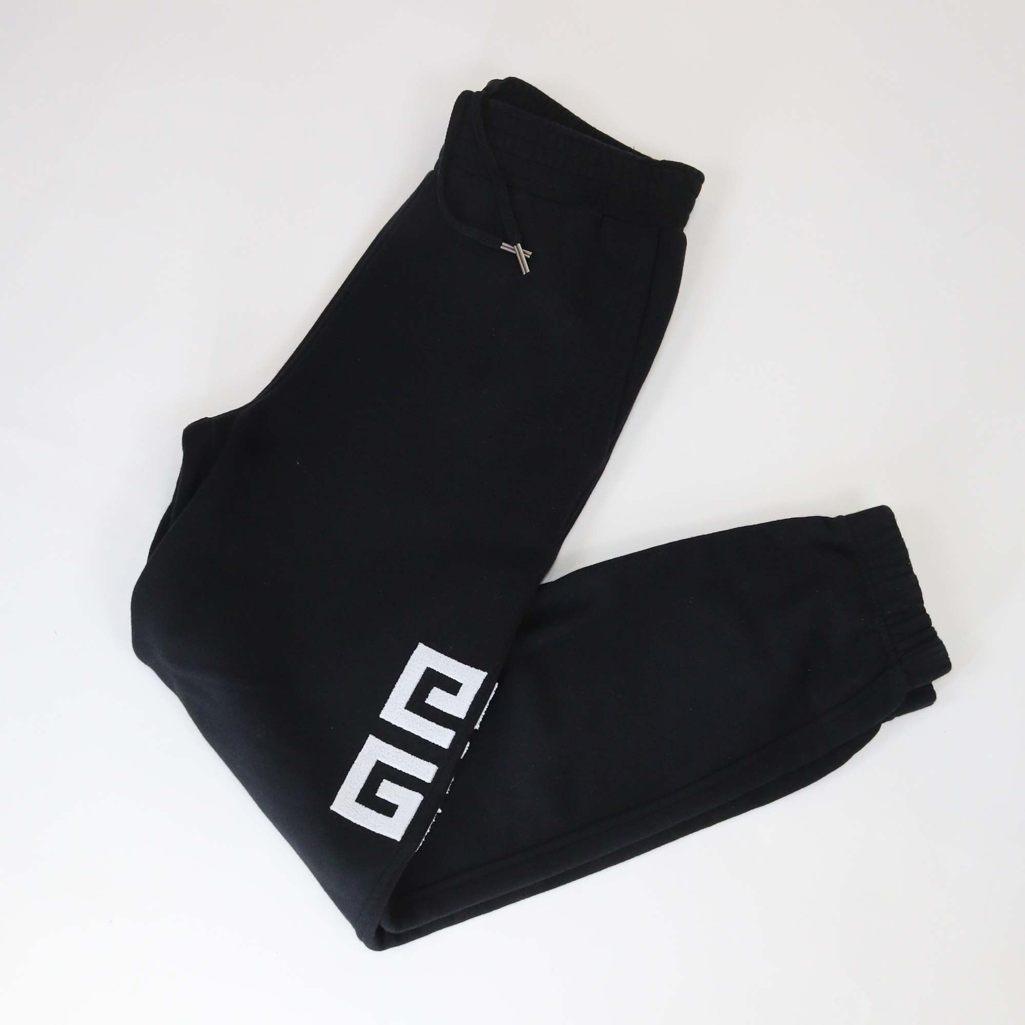 Givenchy Black Logo Embroidery Cotton Knit Sweatpants
