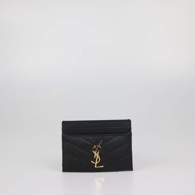 Saint Laurent Black Matelasse Leather Cassandre Card Holder