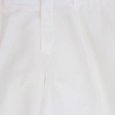 Brioni White Blend Linen Pleated Straight Leg Pants