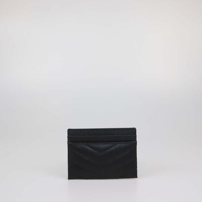 Saint Laurent Black Matelasse Leather Cassandre Card Holder