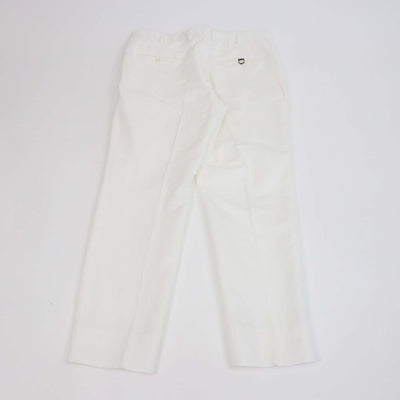 Brioni White Blend Linen Pleated Straight Leg Pants