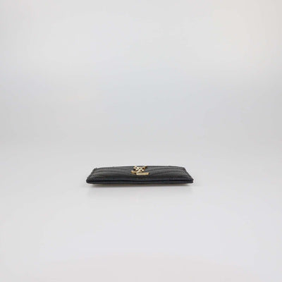 Saint Laurent Black Matelasse Leather Cassandre Card Holder