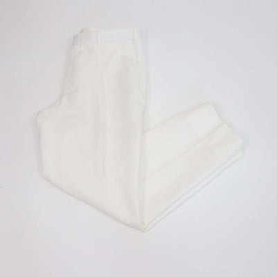 Brioni White Blend Linen Pleated Straight Leg Pants