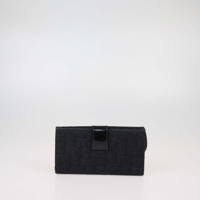 Christian Dior Black Oblique Canvas and Patent Leather Saddle Wallet