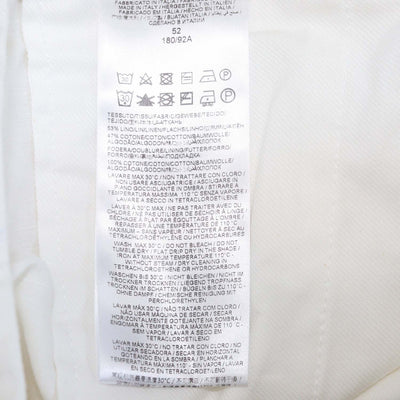 Brioni White Blend Linen Pleated Straight Leg Pants