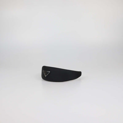 Prada Black Nylon Plaque Headband