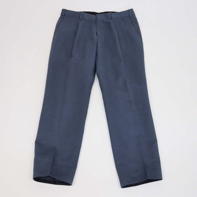 Brioni Navy Blue Blend Linen Pleated Straight Leg Pants