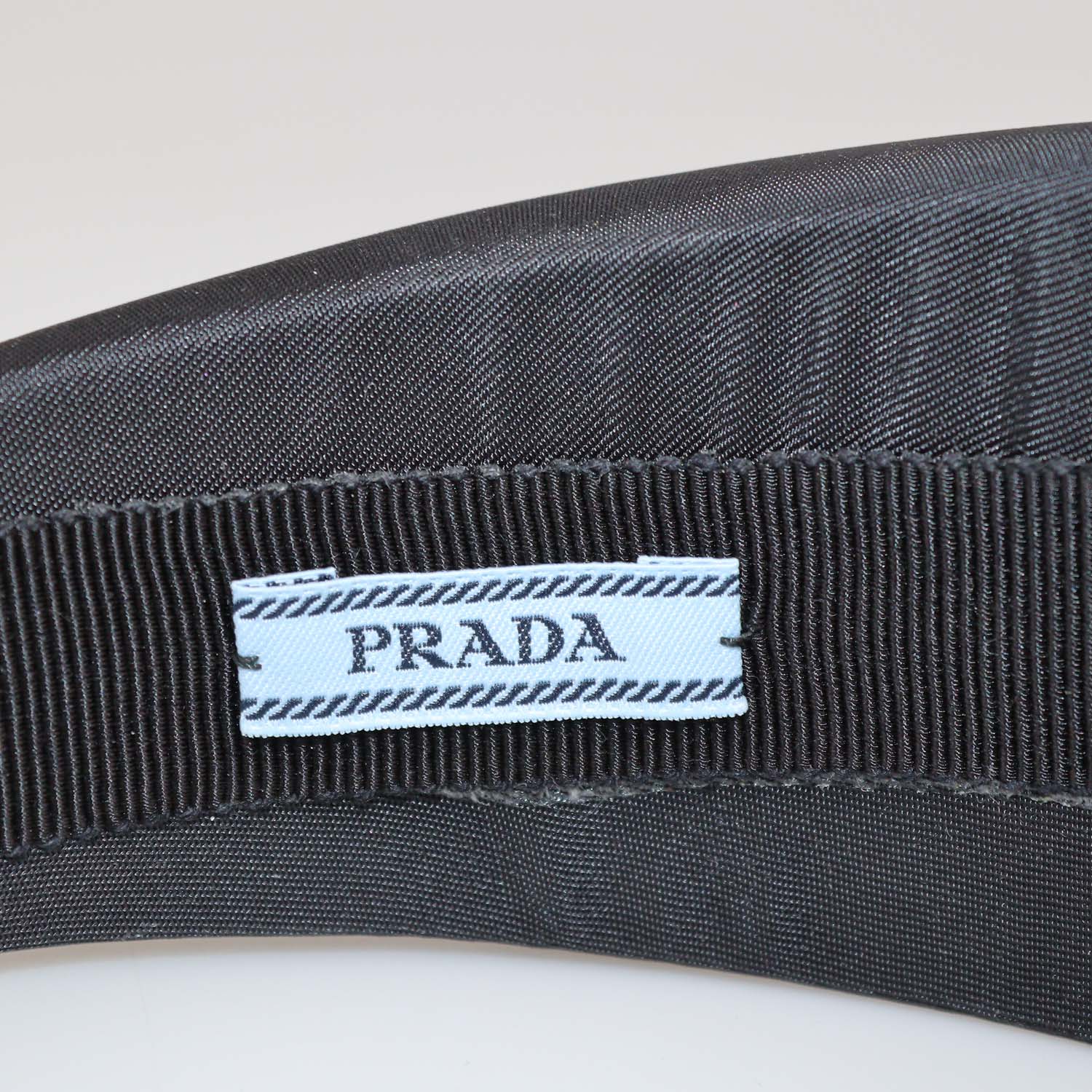 Prada Black Nylon Plaque Headband