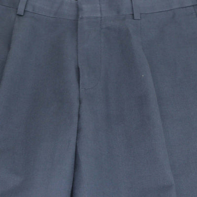 Brioni Navy Blue Blend Linen Pleated Straight Leg Pants