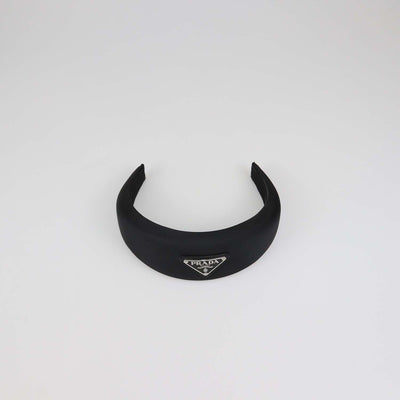 Prada Black Nylon Plaque Headband
