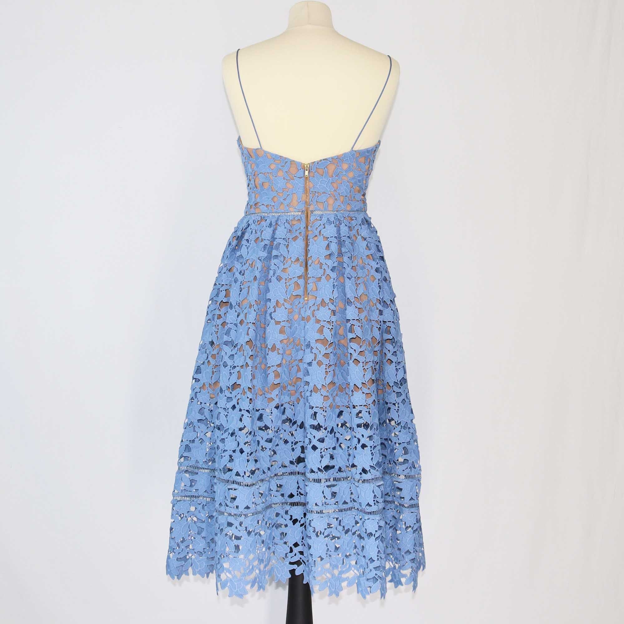 Self-Portrait Blue Azalea Lace Midi Dress Clothing Self Portrait 