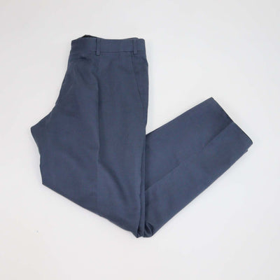 Brioni Navy Blue Blend Linen Pleated Straight Leg Pants