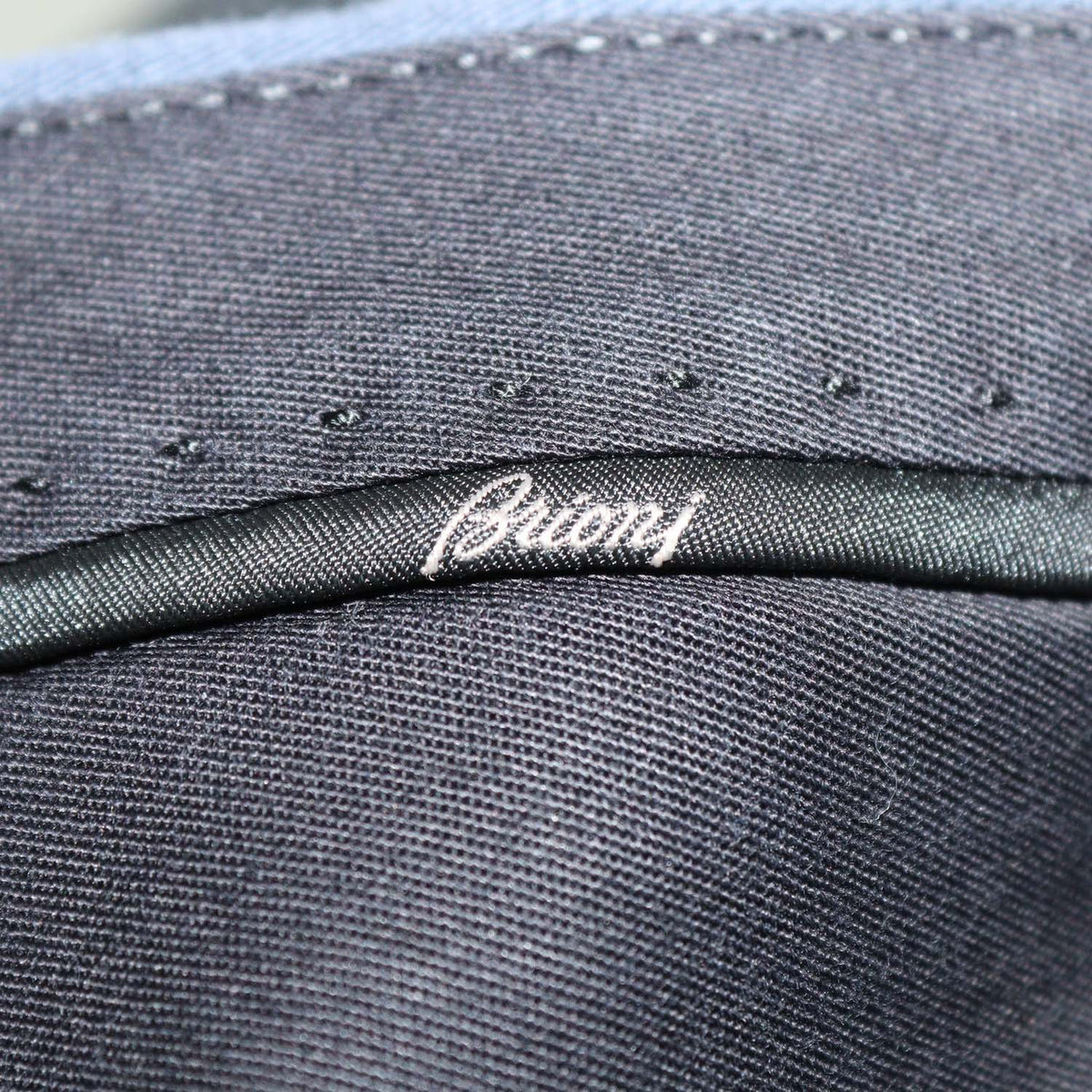 Brioni Navy Blue Blend Linen Pleated Straight Leg Pants