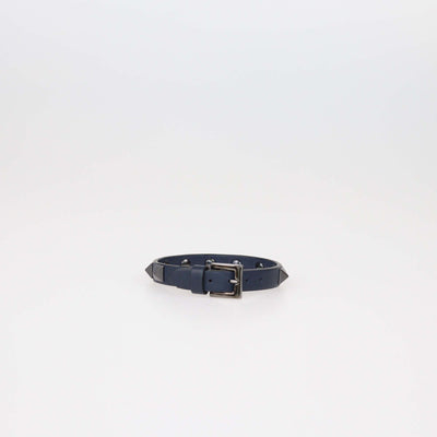 Valentino Navy Blue Leather Rockstud Wrap Bracelet