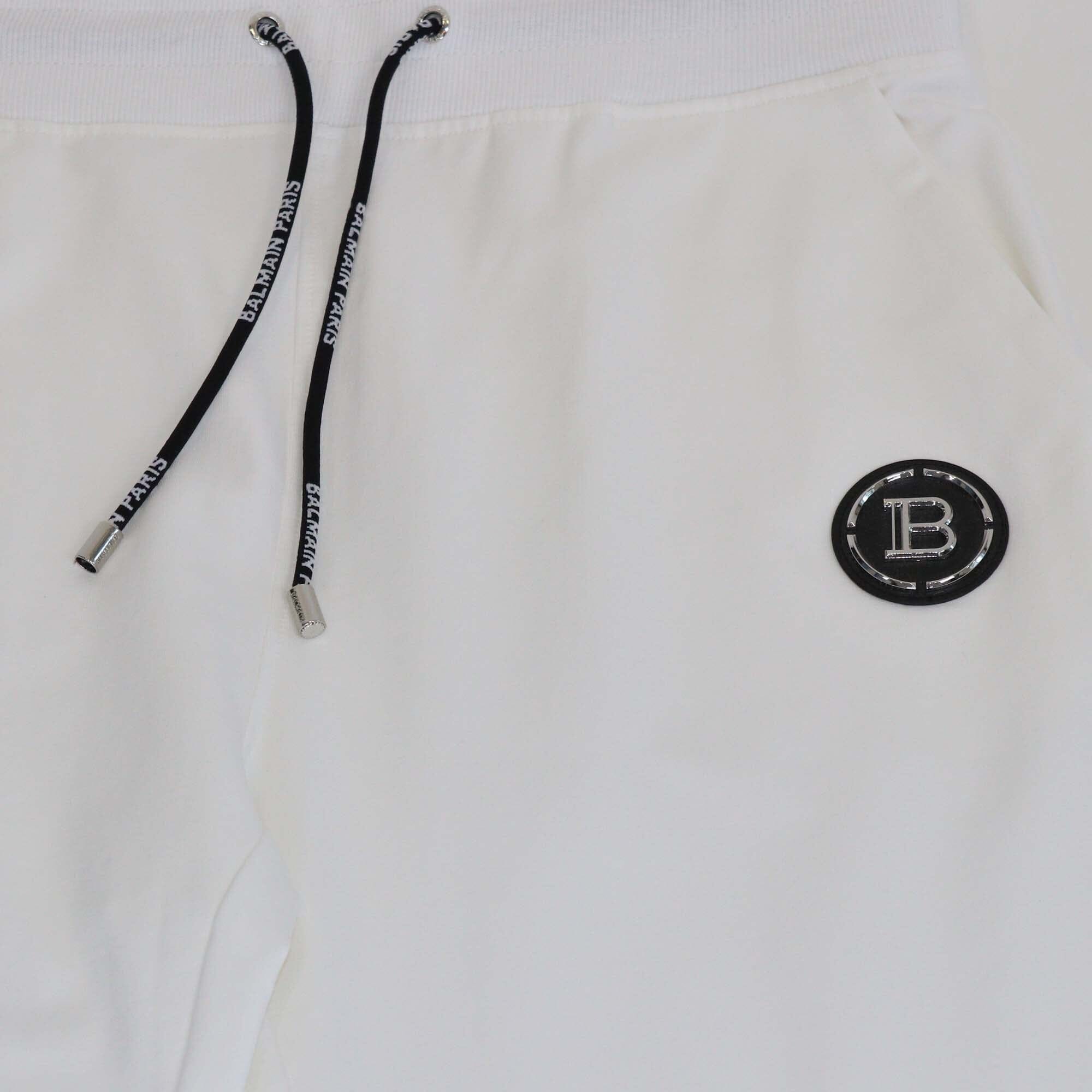 Balmain White Logo Embroidered Jogger Pants Mens Balmain 