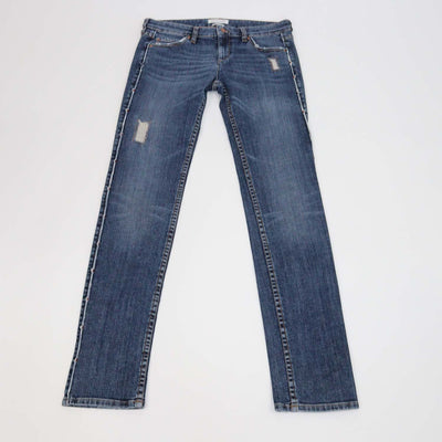 Isabel Marant Etoile Blue Denim Distressed Trim Pants