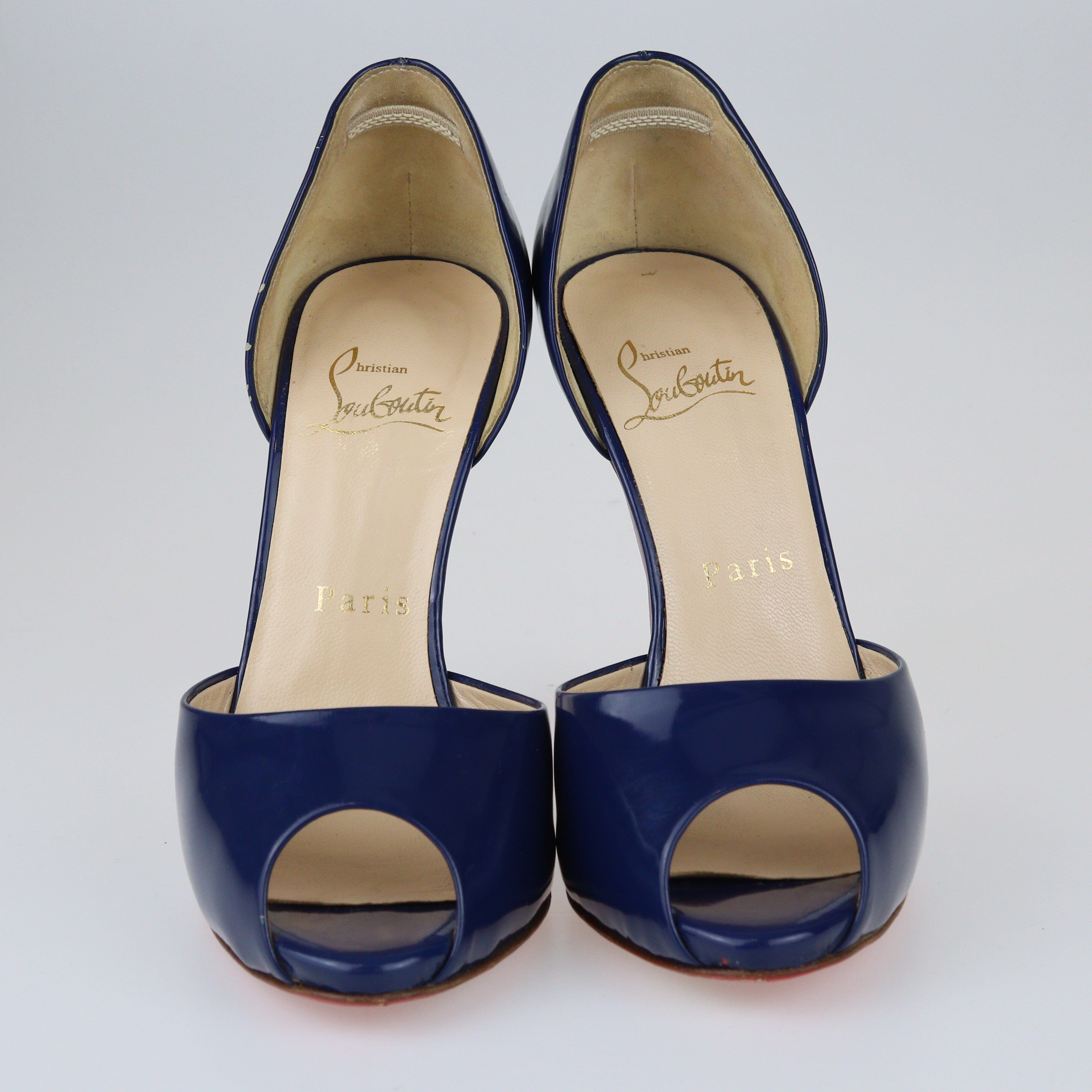 Blue Patent Madame Claude D'orsay Pumps Shoes Christian Louboutin 