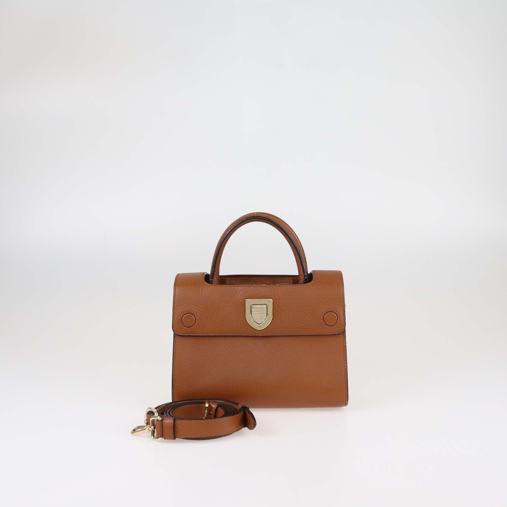 Christian Dior Brown Leather Small Diorever Top Handle Bag