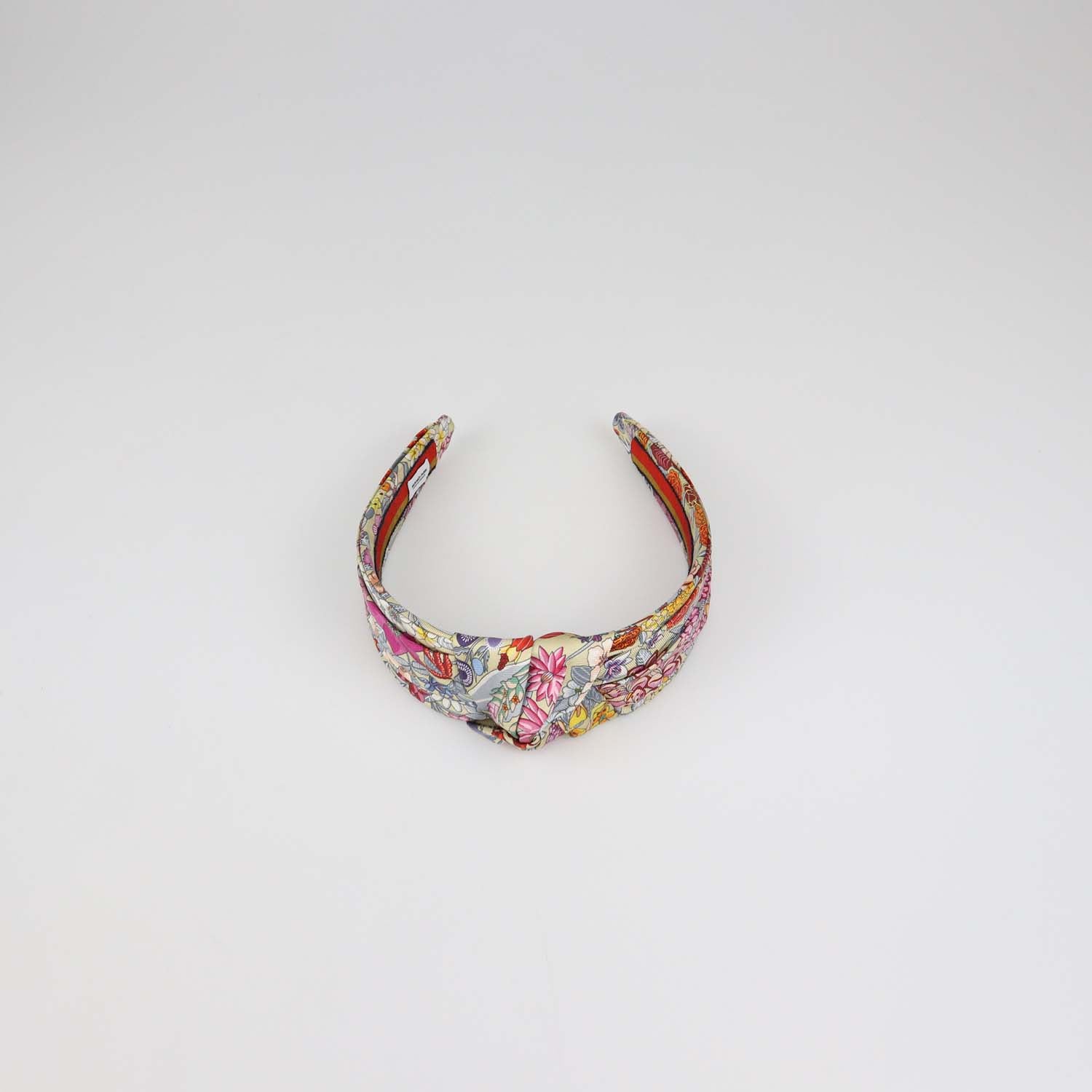 Hermes Multicolor Silk Planifleurs Print Knot Bloom Headband