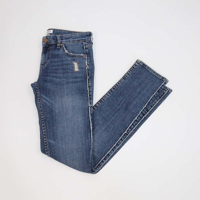 Isabel Marant Etoile Blue Denim Distressed Trim Pants
