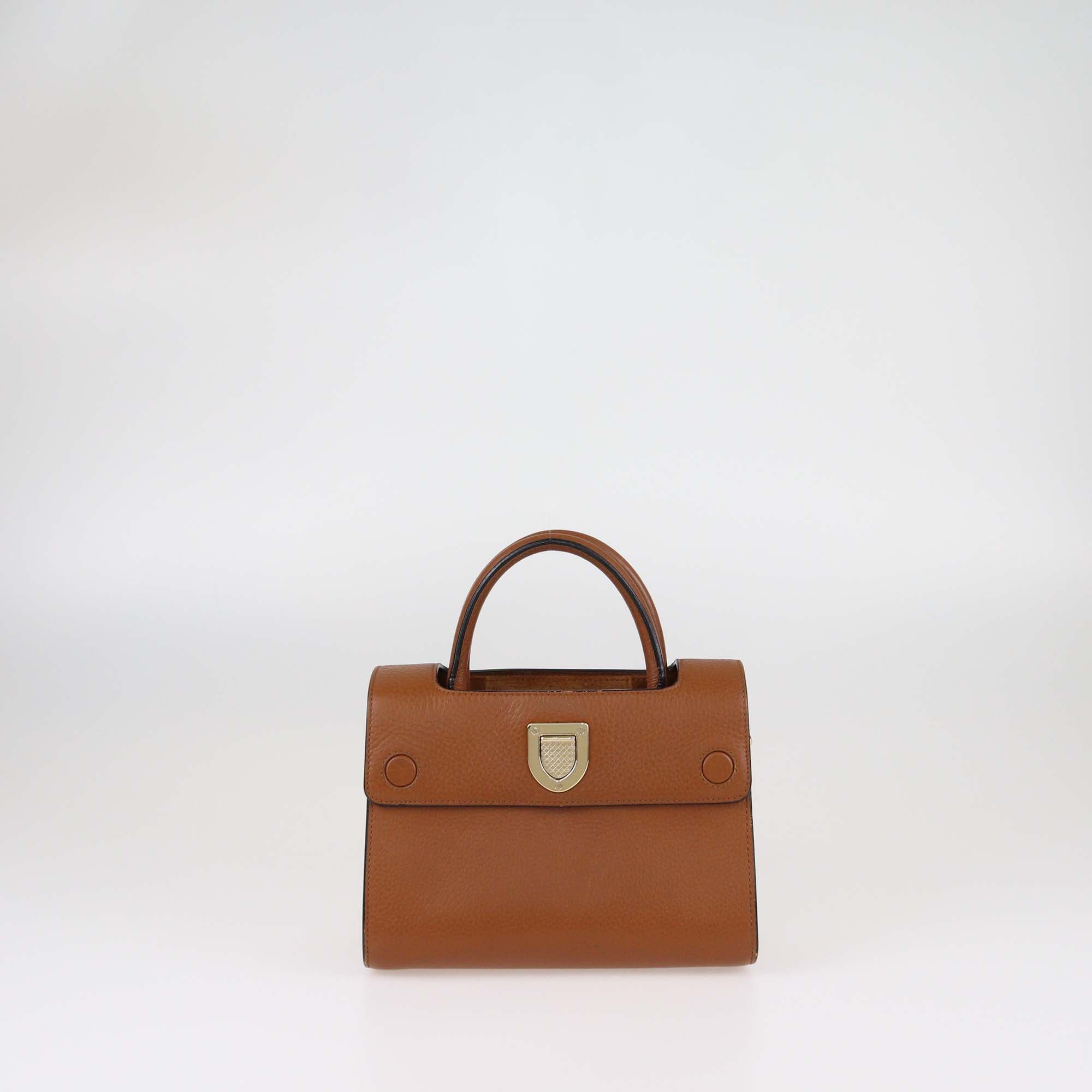 Christian Dior Brown Leather Small Diorever Top Handle Bag