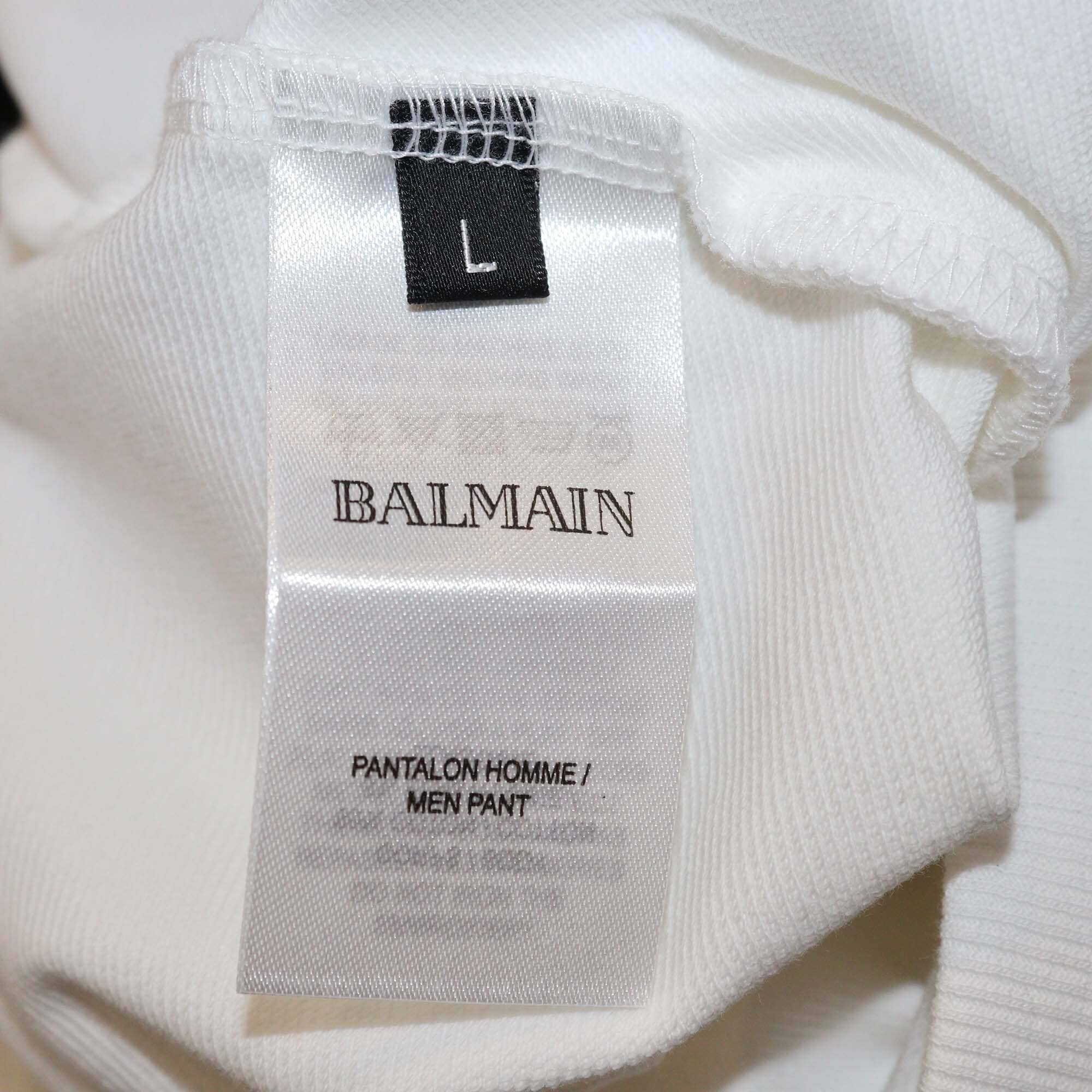 Balmain White Logo Embroidered Jogger Pants Mens Balmain 