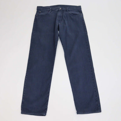 Loro Piana Navy Blue Blend Linen Straight Leg Pants